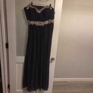 Plus Size My Michelle Blue Jeweled Strapless Gown 24 + Formal Evening Dress